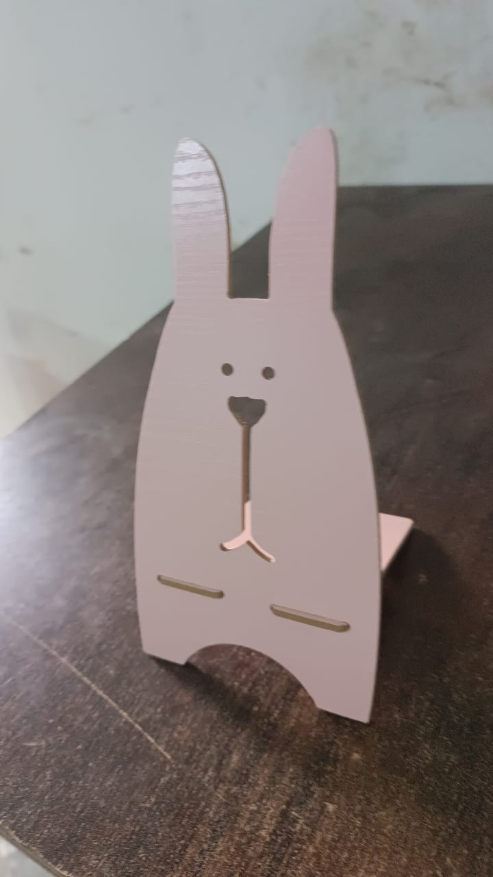 Wooden Rabbit Design Phone Stand