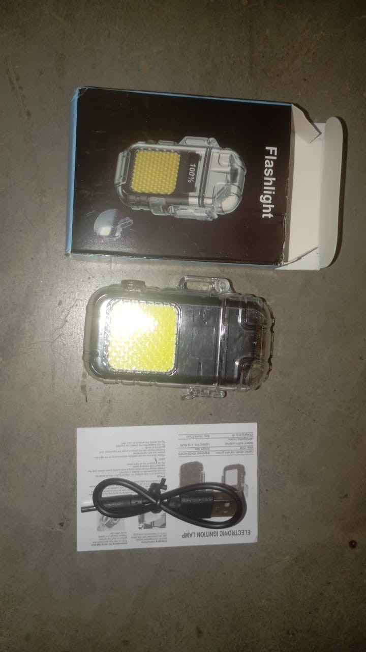USB Rechargeable Electric Lighter 3 Modes COB Flashlight - alternative angle