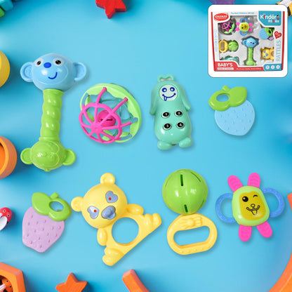 Kinder Rattles & Teething Set – Non-Toxic Shake & Grab Baby Toys (8 Pcs Set)