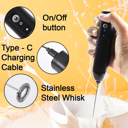 Small Electric Handheld Milk Frother Stainless Steel - specs detail shot