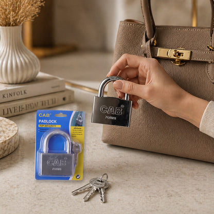 Heavy Steel Premium Square Padlock 70mm with 3 Keys  Hardened Shackle for Doors