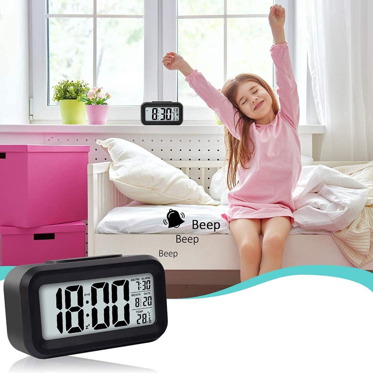  Digital LCD Alarm Clock with Backlight - main product shot