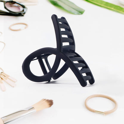 Plastic Hair Clamp Grip, Simple Matte Hair Barrette Clamp (12 Pc /  Mix Design)