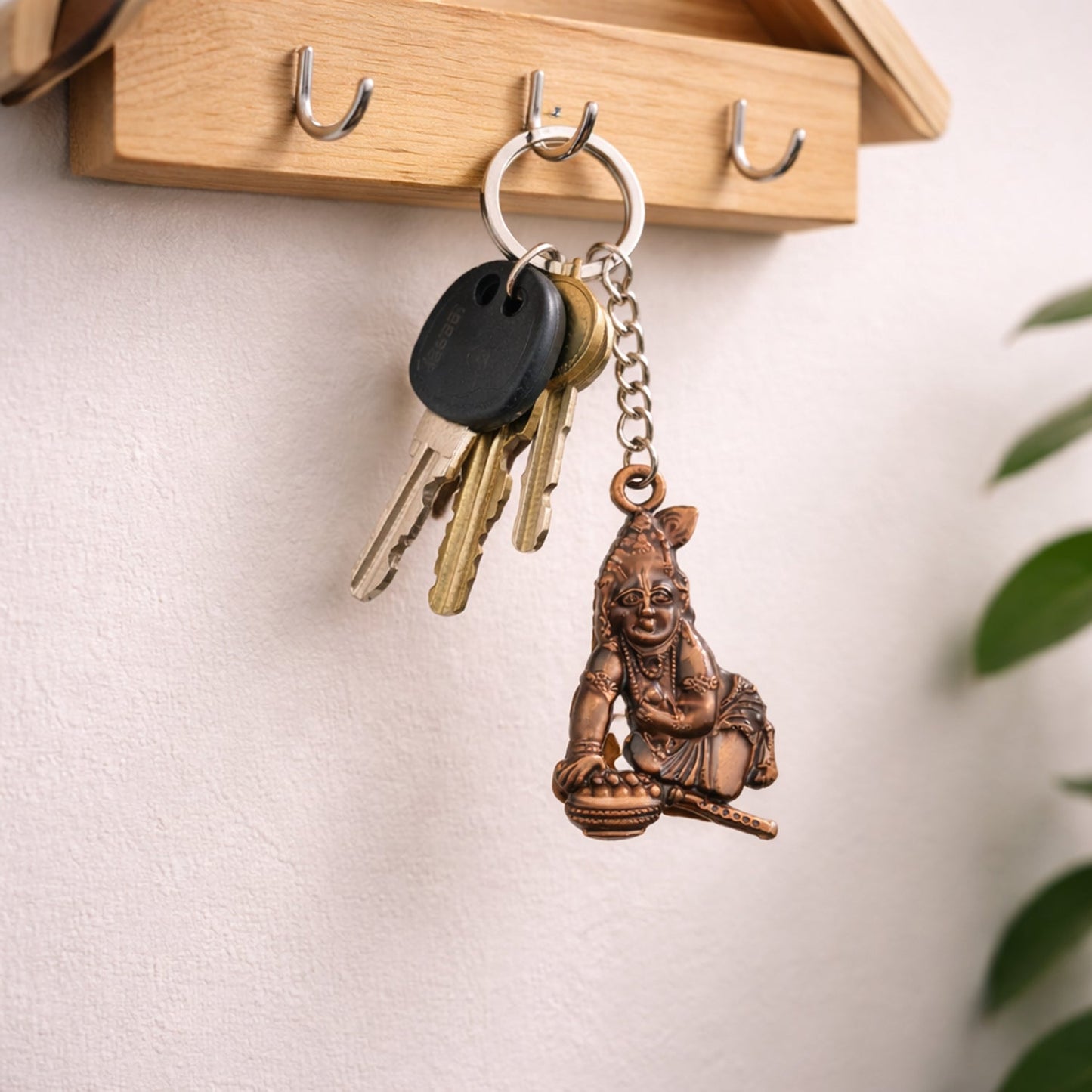 Premium Antique-Gold Metal Bal Krishna Makhan Chor Keychain (1 Pc)