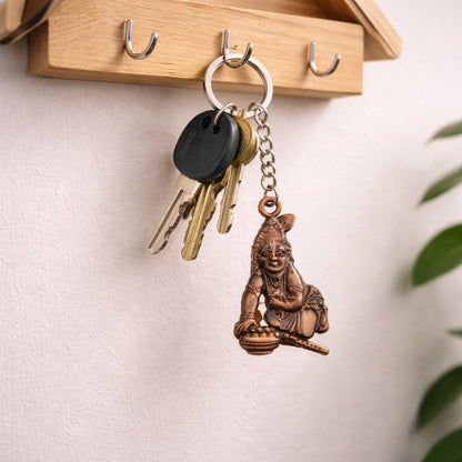 Premium Antique-Gold Metal Bal Krishna Makhan Chor Keychain (1 Pc)