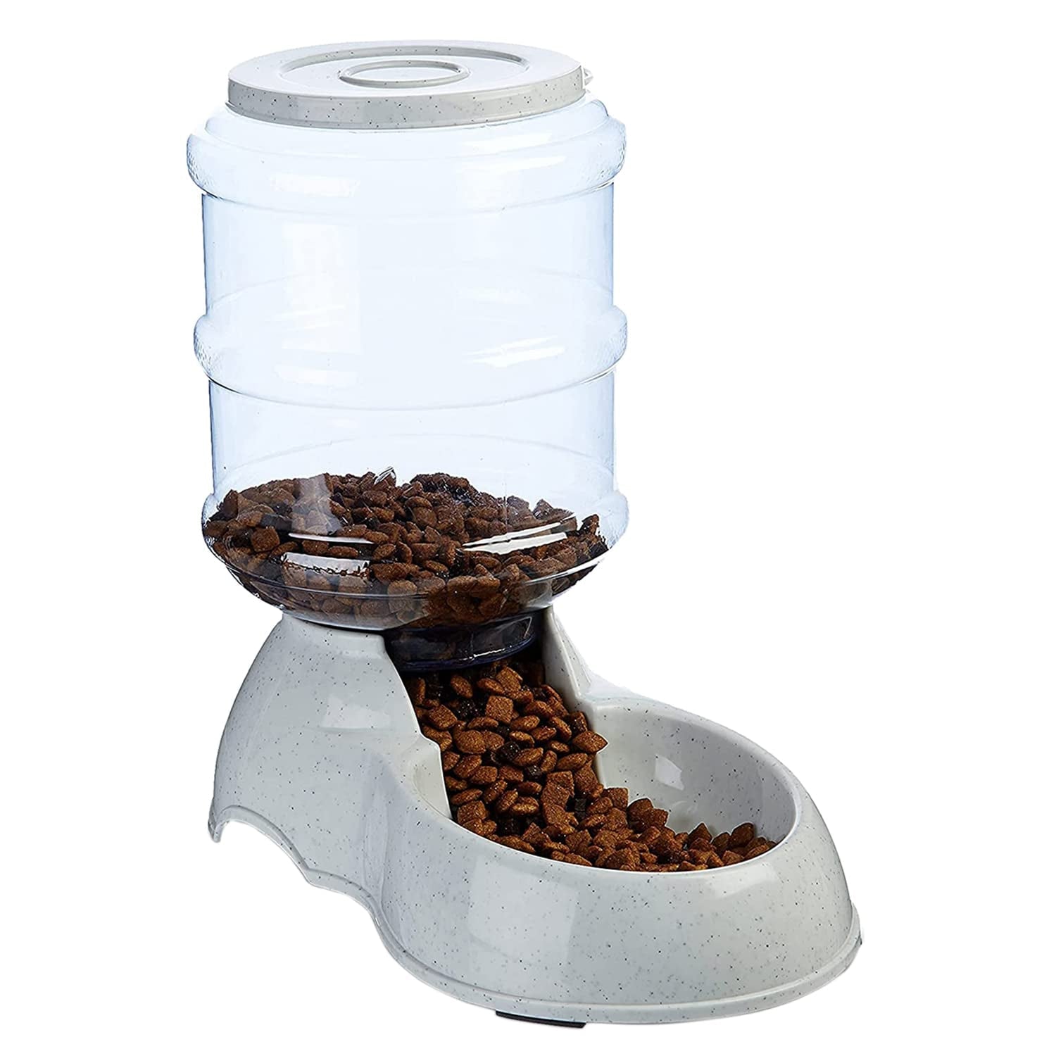 White automatic gravity feeder for pets – keeps dry food fresh and always available