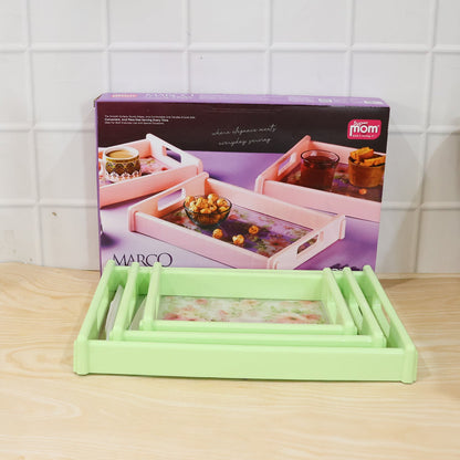 Supermom Floral Printed Multipurpose Serving Tray Set (3 Pc Set)