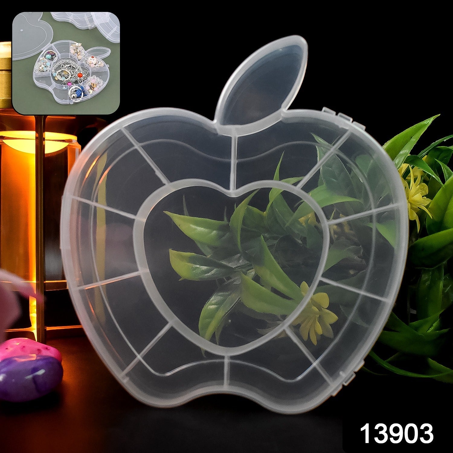 Apple-shape jewellery organizer holder clear plastic cabinet India