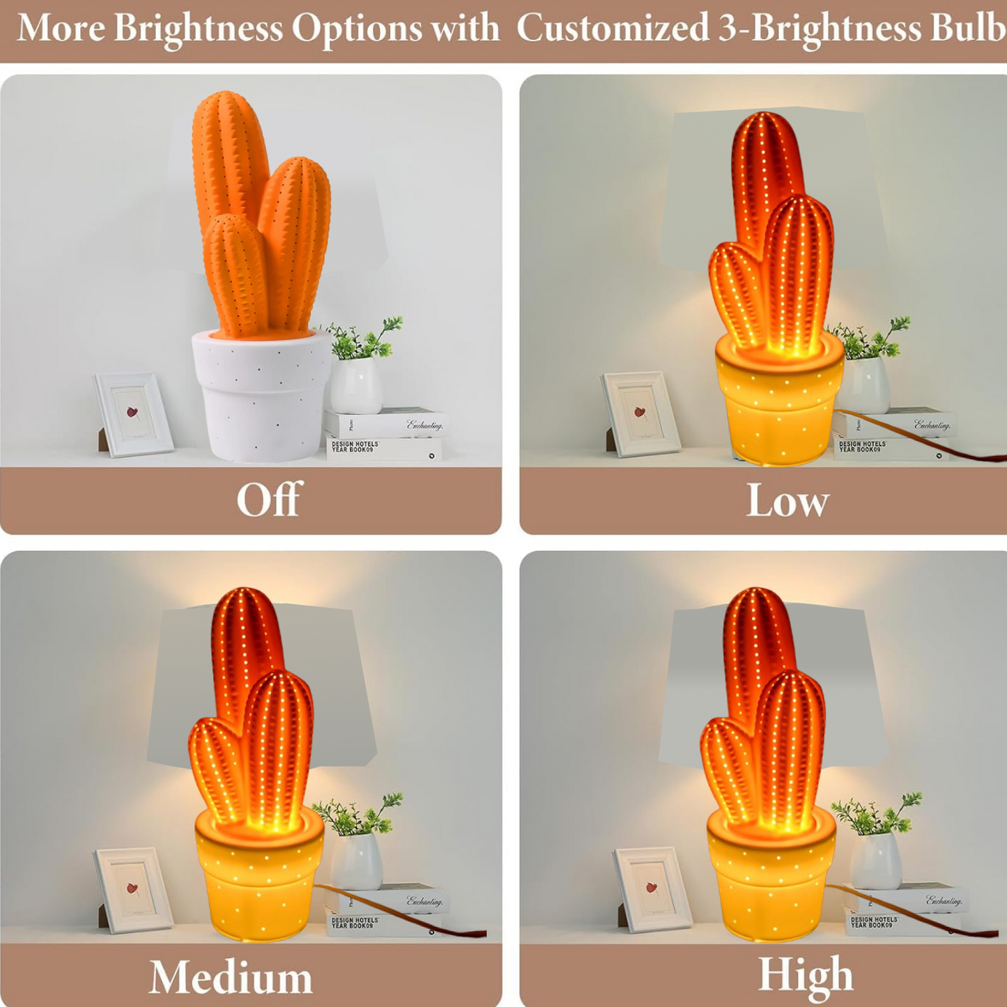 ceramic cactus lamp decor