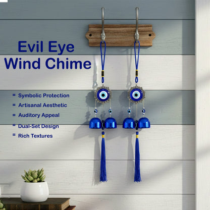 Decorative Evil Eye Hanging Wind Chime Set (2 Pc Set)