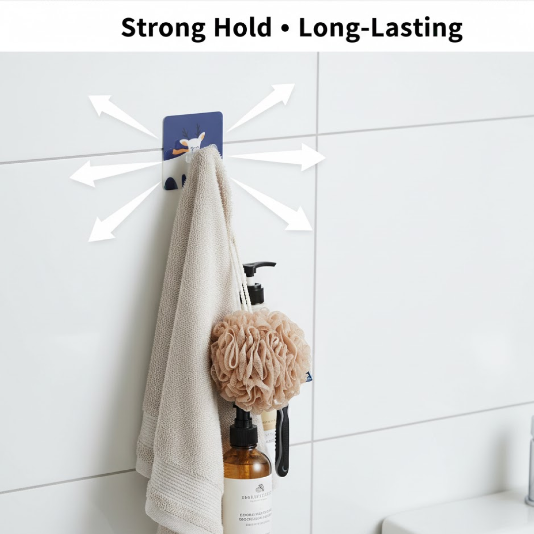 Self-Adhesive Wall Hook – Drill-Free, Waterproof & Oil-Proof Toothbrush, (1 Pc)