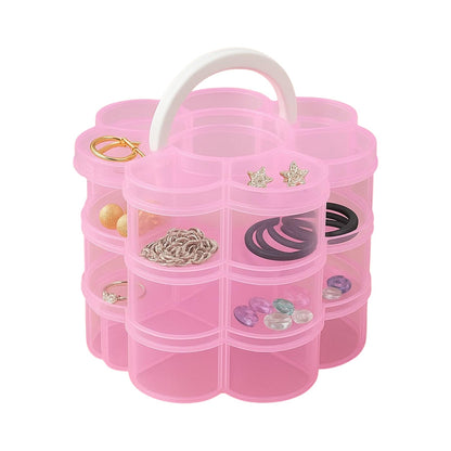 Transparent flower-shaped 3-layer organizer box stacked view India