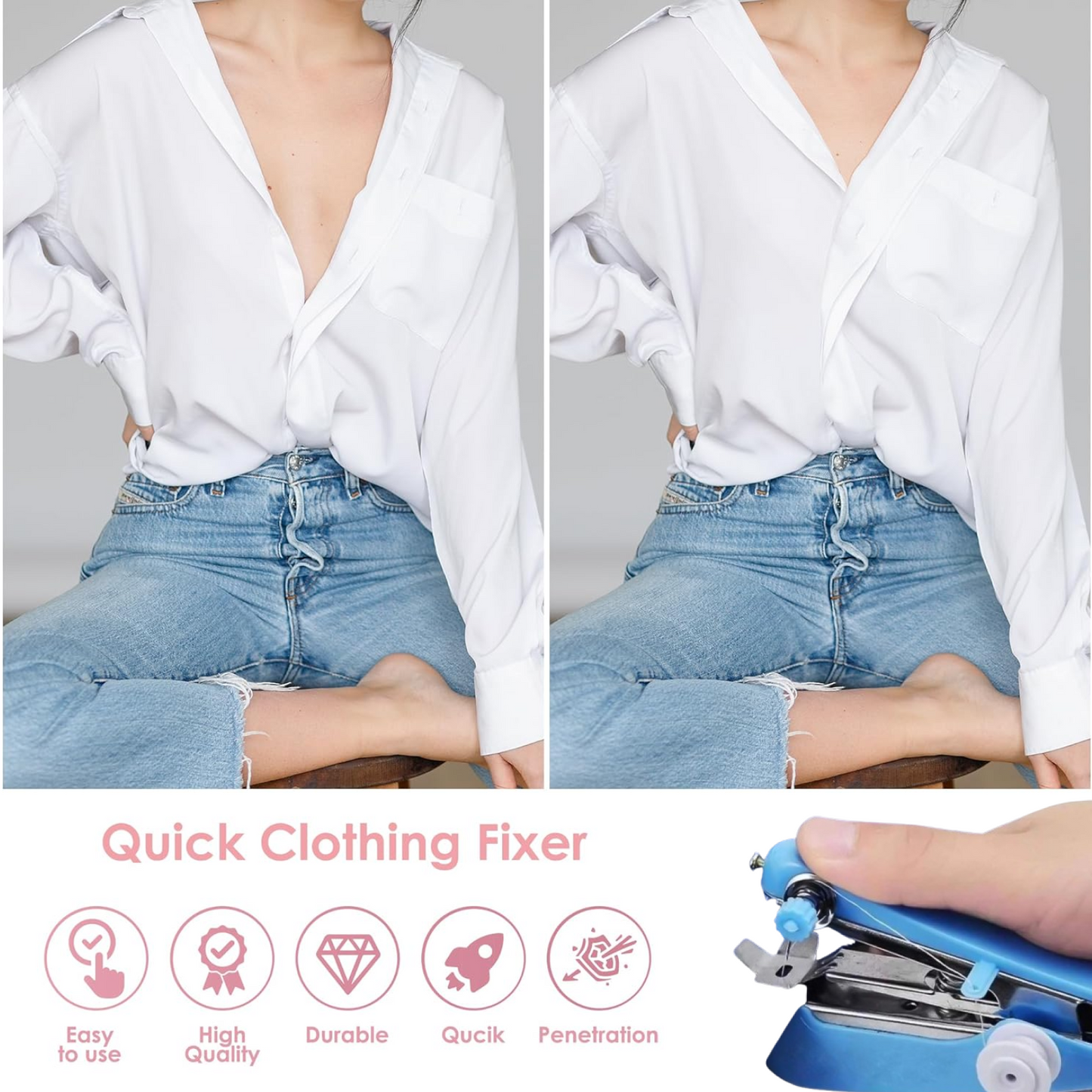  Handy Portable Mini Sewing Stapler Machine for Garment & - packaging shot