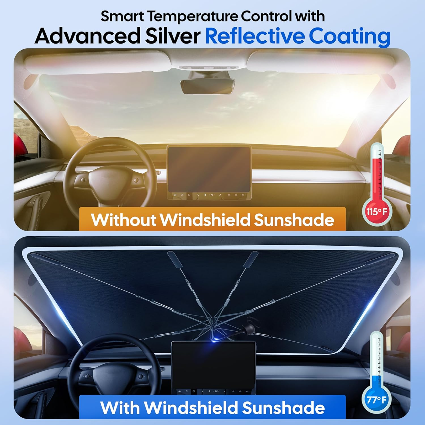  Foldable Car Windshield Sunshade for Heat Protection - packaging shot