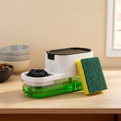 2 in 1 Plastic Dish Soap Liquid Dispenser Sponge Holder ,Sabudani  (1 Set)