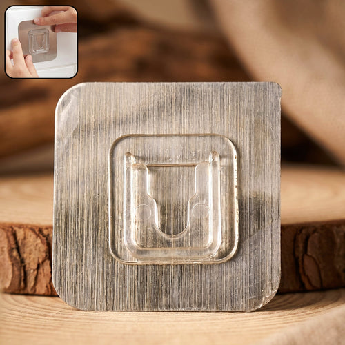 Transparent heavy duty waterproof self-adhesive wall hook on white background