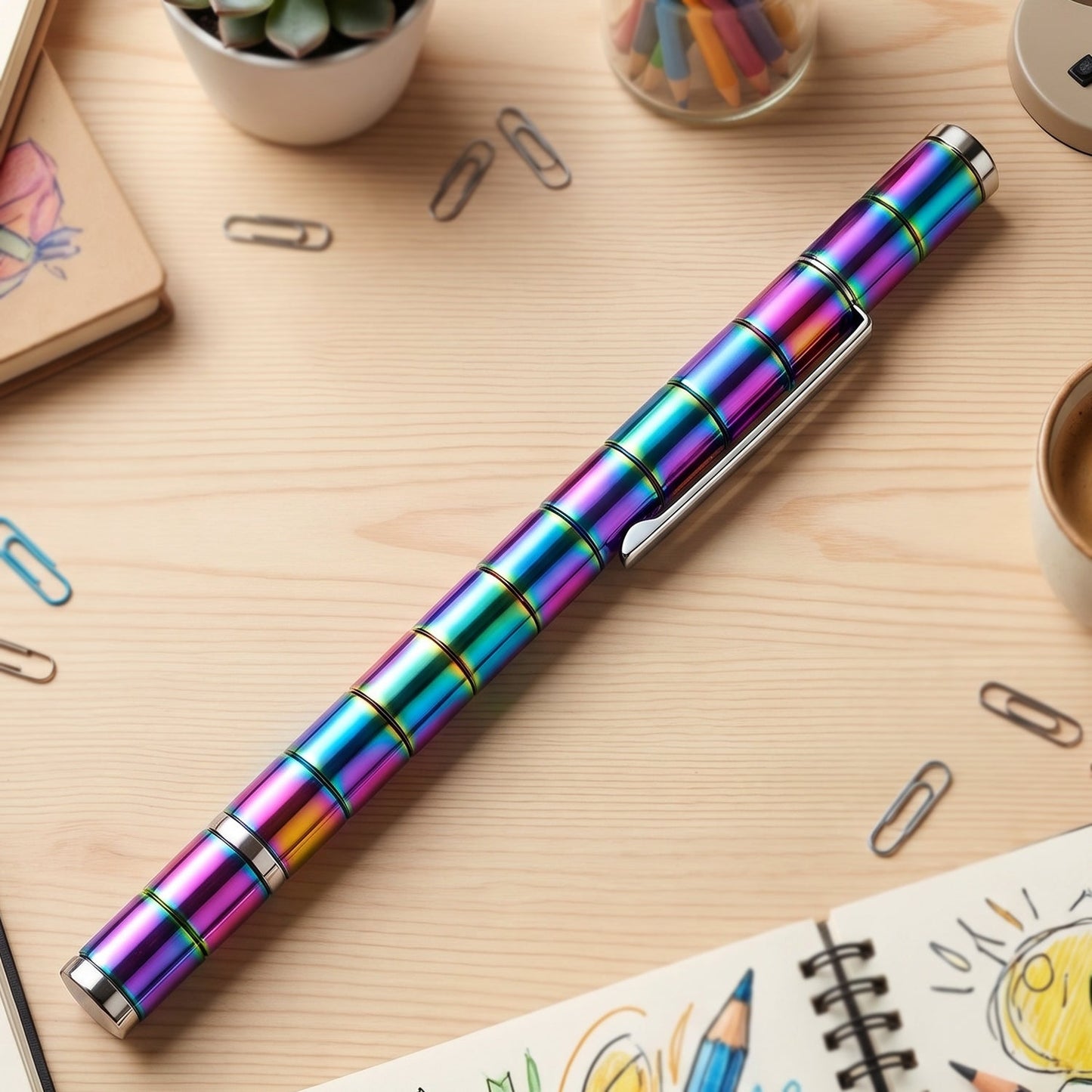 Magnetic Metal Writing Pen with Fidget Spinner Function - 1 Pc
