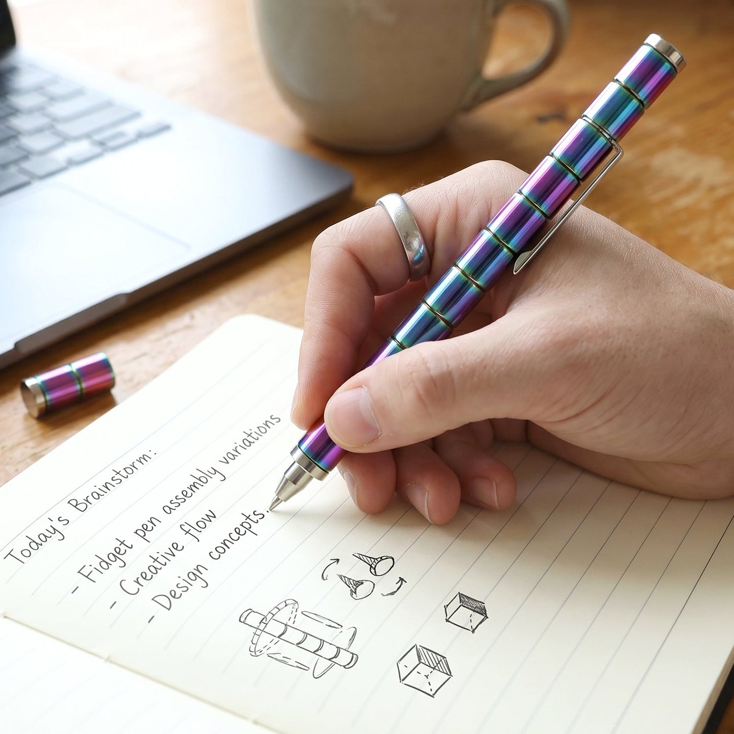 Magnetic Metal Writing Pen with Fidget Spinner Function - 1 Pc