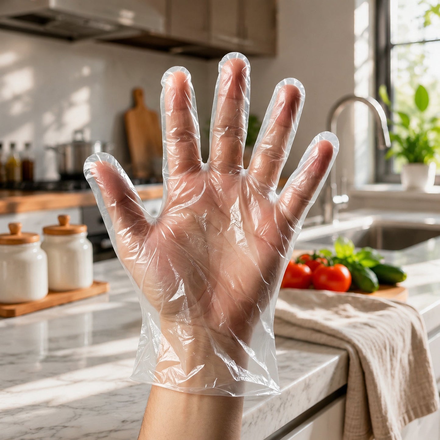 Disposable Medium Plastic Gloves (100 Pc)