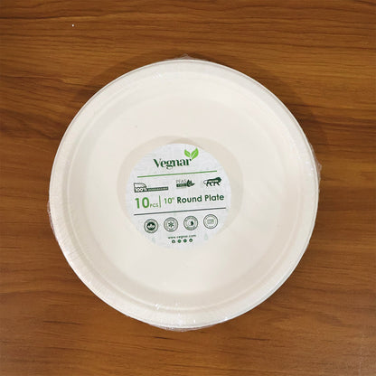 Vegnar Disposable Round Food Serving Plate (10 Pc)
