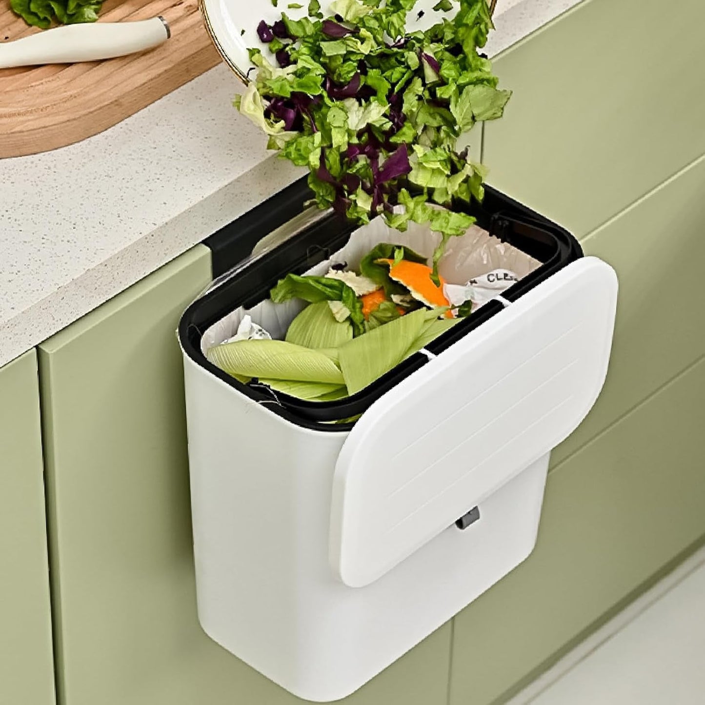 Portable Kitchen Waste Bin with Lid