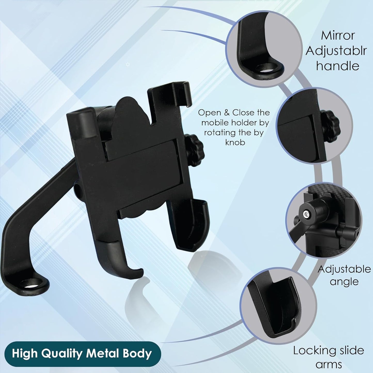 Mobile Phone Holder  View Mirror Mount Solid Metal Cradle for Bike and Phones
