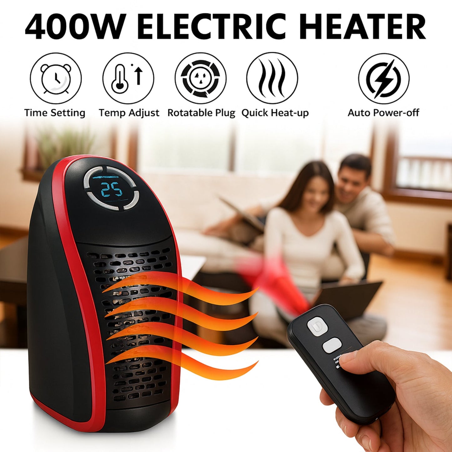 Wonder Warm 400W Wall Plug Room Heater with Remote Control (1 Pc)