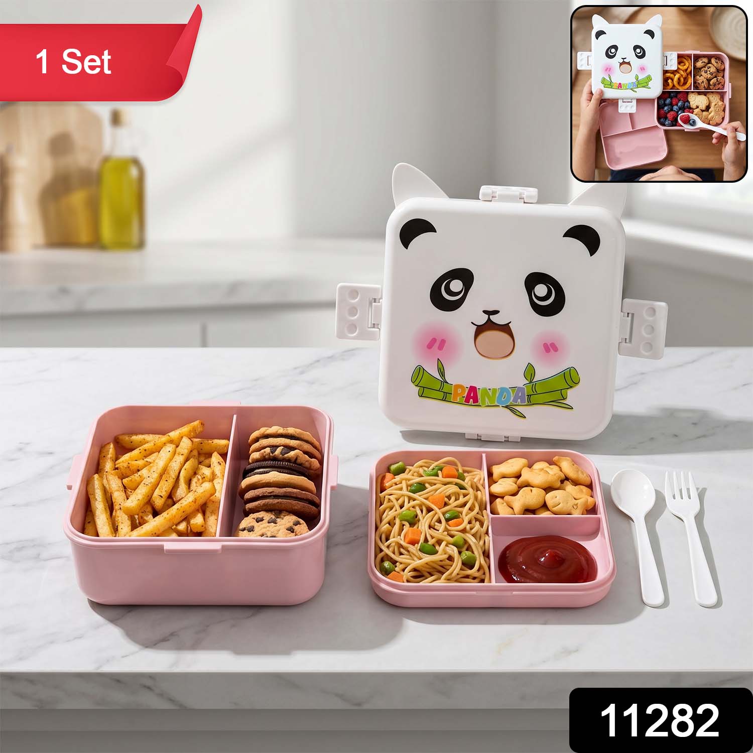 panda design kids tiffin box